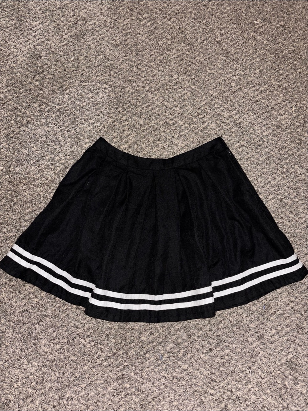 Hot Topic Black Pleated Cheer Skirt White Stripes Goth Schoolgirl - Medium